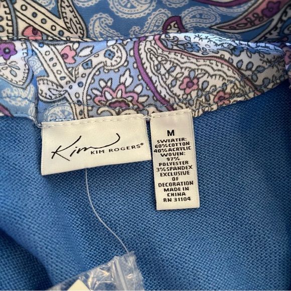 Blue Paisley Print Collared Button-front Belted Blouse - Picture 9 of 10